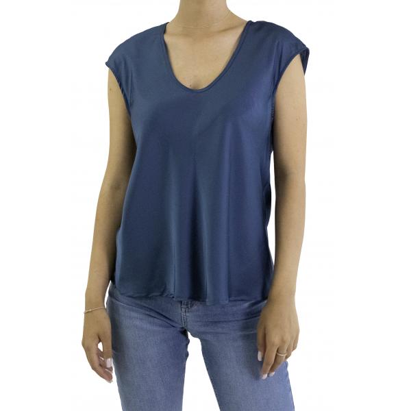 Blusa tinta unita con scollo a V